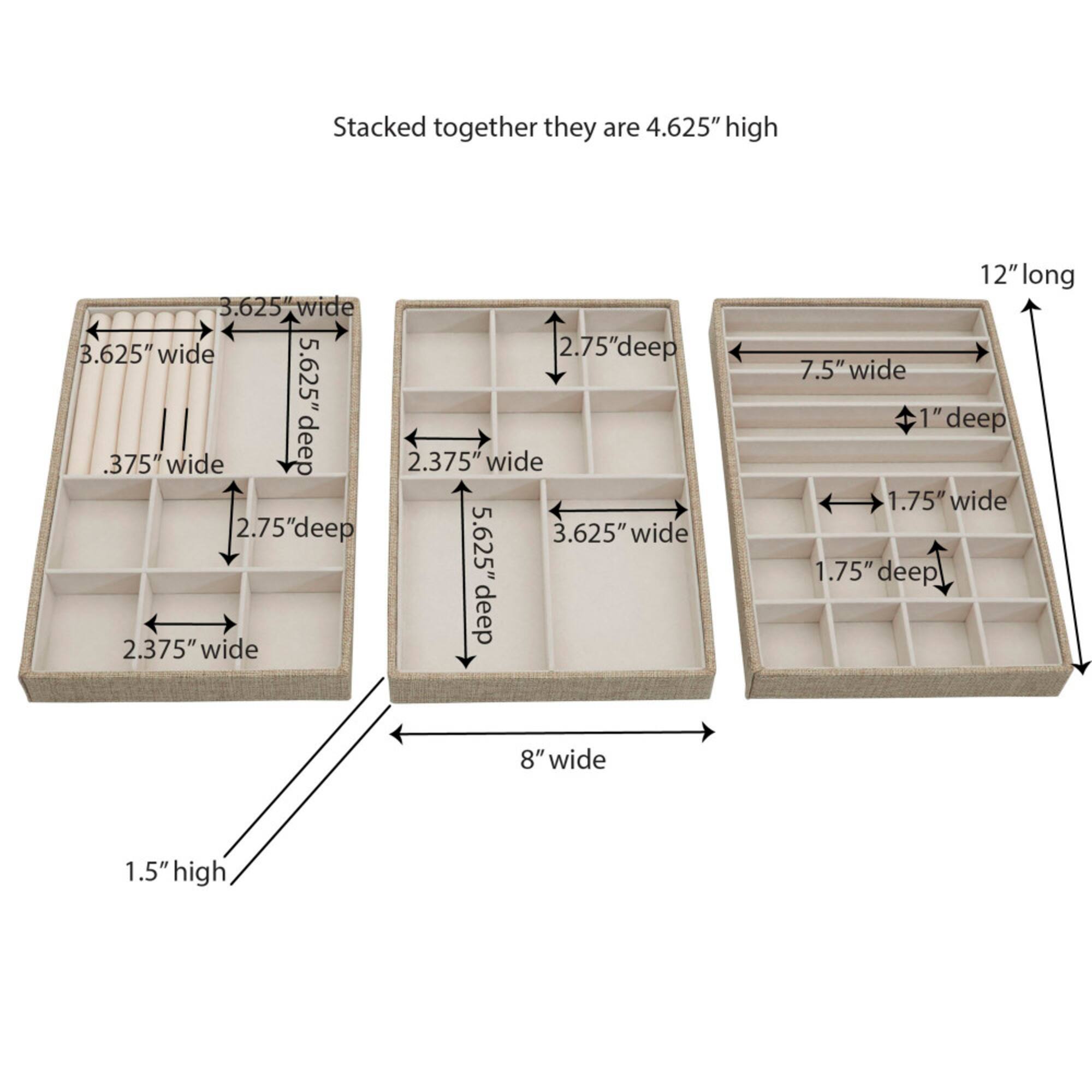 Household Essentials Stackable Jewelry Tray Set